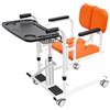 RUETERY Sollevatore per pazienti 150 kg, sedia idraulica a trasferimento 53,5 x 66 x 86-102 cm, altezza di sollevamento 30,2-46,2 cm, arancione, sedia WC con 4 ruote freno e vasino portatile (arancione)