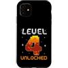 Funny 4th Birthday Video Games Apparels Custodia per iPhone 11 Livello 4 sbloccato 4 ° compleanno Gioco per giocatori di quattro anni