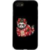 Merry Christmas Wrap Ribbon Bow Stars Xm Custodia per iPhone SE (2020) / 7/8 Carta da regalo con furetto pupazzo di neve con pigne di agrifoglio