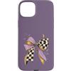 Coquette Bow Lover Custodia per iPhone 15 Plus Viola Bow Moon Charm Scacchi Cottagecore