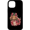 Merry Christmas Wrap Ribbon Bow Stars Xm Custodia per iPhone 15 Carta da regalo con motivo bassotto e pupazzo di neve, con agrifoglio