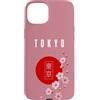 CRAZEELEBAH JAPAN INC Custodia per iPhone 15 Plus TOKYO GIAPPONE SAKURA VERTICALE FIORE DI CILIEGIO ROSSO SOLE