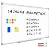 QUEENLINK Lavagna Magnetica, Lavagna Cancellabile 50x70cm Lavagna Bianca Cancellabile Con Cornice in Alluminio, Con Vassoio Portapenne E Ganci