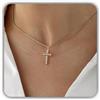 Handmade 14k oro croce collana, cristiano minimalista battesimo Natale