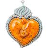 Handmade Cuore Sacro Ex Voto in Ceramica Dipinto a Mano cm 17 (Arancione e blu)