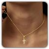 Handmade 14 oro croce collana, piccolo minimalista cresima battesimo Natale