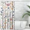 Amaredom Tenda da doccia con fiori di inchiostro, tenda da doccia per bagno, in tessuto impermeabile, decorazione da bagno con 8 ganci, 120 x 200 cm