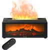 Aischens Diffusore di Aromi 7 Colori Fiamma Camino Regolabile Umidificatore | per Bar Camera da Letto Ufficio Decorazione, Spegnimento Automatico Diffusore per Oli Essenziali Regalo (Nero)