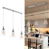 Fynokst Industrial Retro Loft - Lampada a sospensione a 3 vie, lunghezza regolabile 2 m, paralume in vetro con portalampada E27, lampada a sospensione vintage per cucina, cantina, argento