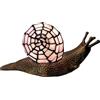Bieye L30962 Lampada da tavolo decorativa in vetro colorato in stile Tiffany a forma di lumaca di terra per la decorazione della casa (Rosa, 10 P x 5L x 5A)