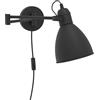 Eglo Lampada da parete San Peri, lampada da soggiorno | vintage e industriale, illuminazione da parete per interni in metallo nero, con interruttore, lampada da camera da letto, E27
