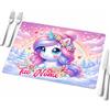 quickgadget Tovaglietta Americana 30x40 cm Unicorno Personalizzabile con Nome | Retro Antiscivolo in Gomma | Lavabile | Idea Regalo Bambina/Bimbo per Colazione Pranzo Cena (TV3040-UNI011)