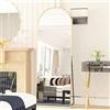Elemango Specchio da pavimento ad arco da 162,6 x 53,3 cm, specchio da parete a tutto corpo con cornice in alluminio, specchio completo ad arco da appendere o appoggiare, specchio per camera da letto