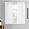 DWCN Tenda corta da cucina, effetto lino, semitrasparente, colore bianco | 120 x 60 cm (altezza x larghezza), 2 pezzi, per soggiorno, stile bistrot, con passante, per bagno, camera da letto