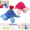 FYSL Kit Uncinetto per Principianti con 2 Tartarughe Amigurumi a Forma di Cuore - Completo di Accessori, Istruzioni Passo Passo e Video Tutorial - Regalo Creativo per Bambini e Adulti