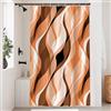 Uiiooazy Tenda Doccia Antimuffa 120x200cm Arancione Righe Marrone Sfumata | Tenda da Doccia Astratta Gradiente Striscia Impermeabile Tessuto in Poliestere Lavabile per Vasca da Bagno con 8 Anelli