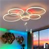 TuoyuanW Lampadario Altoparlante Bluetooth RGB Lampadari Circular Design con Telecomando Timer Dimmerabile Plafoniera con Luce Notturna e Funzione di Memoria per la Camera da Letto, Bianco