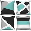 Hnmdmyi Copricuscino turchese 45x45 set di 4, grigio e nero moderno astratto strisce semplice geometrico decorativo lino copricuscino per divano letto giardino esterno home decor