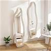 HFASD Specchio da parete asimmetrico 140 x 45 cm, forma organica, specchio a tutta lunghezza moderno, specchio da pavimento ad arco, specchio da parete decorativo per soggiorno, camera da letto, ingresso
