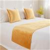 JANEMUA Runner Da Letto In Velluto Liscio E Cuscini Abbinati, Asciugamano Di Fine Letto Per Hotel E Pensioni, Copriletto Per Locanda E Colazione, Sciarpa Da Letto Morbida-Yellow||240X45cm for 1.8m Bed