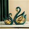 JXCBXJ Statua in ceramica,Scultura cigno in ceramica verde e oro,decorazioni per la casa, adatto per mensole, librerie, decorazioni per supporti TV.