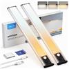 LROLTEF Luce LED Sottopensile Armadio con Sensore Movimento 3 Color 20CM | 1100mAh Luce Lampada Armadio Dimmerabile Magnetica Ricaricabile per Cucina Adesiva Scale Soggiorno Camere da Letto 2P Nero