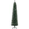 HOMCOM Albero di Natale Slim con 624 Rami Alto e Stretto Ø56x225cm Verde | Albero di Natale Innevato Artificiale, Base Rimovibile e Pieghevole