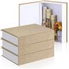Tioncy 3 scatole a forma di libro in lino neutro per decorazione, finto libro contenitore moderno per libreria, tavolino da caffè, decorazione fai da te (21 x 15 x 4 cm, beige)