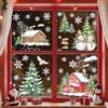 Tanlaby Adesivi per Finestre Invernali Vetrofanie Natalizie Finestre Sticker Natale Finestra Decorazioni Casetta Innevata Pupazzo di Neve Abeti per Vetrine Porte in Vetro