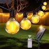 Woowtt Luci solari a festone per esterni, telecomando 15 m, luci solari da giardino con 25+2 LED G40 infrangibili, 8 modalità, luci impermeabili per gazebo, pergola, patio