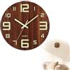 Harewu Orologio da parete in legno luminoso, silenzioso, senza ticchettio, rotondo, al quarzo, con numeri e lancette che si illuminano alla notte, orologio da parete vintage per soggiorno, camera da