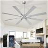 Depuley Grande ventilatore da soffitto senza illuminazione: Ventilatore da soffitto da esterno da 72 pollici a 8 pale con telecomando - Grande ventilatore in nichel spazzolato senza illuminazione