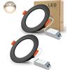 BAGZY 2 Faretti Led da Incasso Nero,BAGZY 7W 700 Lumen,Luci Ultrasottili da Soffitto e per l'illuminazione da Interno,Bianco Naturale 4000K,foro incasso Ø80-90mm,AC 220-240V,per Camera da Letto Bagno Cucina