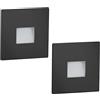 ledscom.de 2x lampada LED per scale/faretto da incasso a parete FOW per interni ed esterni, downlight, quadrata, nera, 85 x 85 mm, bianco freddo