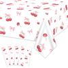 QUERICKY Set da 4 Tovaglie Rettangolari con Ciliegie e Fiocchi Decorazioni per Compleanno con Ciliegie per Ragazze, Donne, Compleanno, Matrimonio, Addio al Nubilato, Baby Shower, Festa, 220x130cm, Bianco