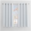 PONY DANCE Tende Termiche Isolanti per Interni Corte L140 x A145 cm | Bianco Grigiastro, Oscuranti, 2 Pezzi, con Anelli, per Camera da Letto, Soggiorno, Privacy, Anti-UV, OEKO-TEX, Moderne