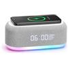 BORDEAG Radiosveglia digitale con stazione di ricarica wireless, 6 in 1, stazione di ricarica senza fili, con altoparlante Bluetooth, illuminazione atomica a 9 livelli, sveglia da 15 W con stazione di