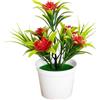 Sawhamale 5 fiori di loto artificiali in vaso, 18 cm, piccola pianta finta in vaso con fiori realistici in plastica, per casa, ufficio, scrivania, mensola, tavolo, decorazione fai da te (rosso) (rosso