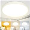 hepside zemty Plafoniera Led Moderna - 3000K/4500K/6000K Plafoniere Soffitto, 28W 3200LM Super Luminoso Lampada per Bagno Camera da letto Salotti Cucina Cantina Ø29.5 cm