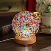 Maimeili Lampada a mosaico Vintage Retro tinto turco marocchino boheme lato letto colore vetro fatto a mano con base in legno USB carica decorazione luce per camera
