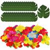 ZBHDEYG 70 pezzi Decorazioni per feste tropicali, decorazioni per feste hawaiiane, decorazioni per feste a tema giungla, foglie artificiali, fiori di plastica per la decorazione