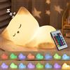 AUAUY Luce Notturna Gatto Assonnato, Luce Notturna Silicone con Timer | Timer da 30 e 60 Minuti, 16 Colori, 5 Livelli di Luminosità Regolabile, Lampada Ricaricabile, per Regali, Decor Desktop