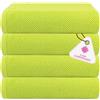 CASA COPENHAGEN Set Regalo da 4 Pezzi di Asciugamani Designer XL in 100% Cotone Egiziano - Verde Elettrico, 70x140 cm, 4 Teli Bagno (Set Regalo Perfetto per Uomini e Donne)
