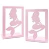 Boerni 1 paio di fermalibri in metallo rosa a forma di sirena, stile moderno, creativo, con motivo a cameriera marina scavata, antiscivolo, fermalibri decorativi da scrivania, organizer per libri, libreria,