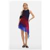 Desigual, Abito asimmetrico in tulle, Donna, Poliestere, Blu, L