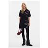Desigual, Vestito corto a fiori, Donna, Cotone, Nero, L