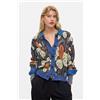 Desigual, Giacca jacquard con dettagli in denim, Donna, Blu, L
