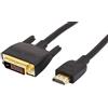 Amazon Basics Cavo adattatore da HDMI-A a DVI (maschio), bidirezionale, 1080P, placcato oro, 1.8 m, confezione da 1 per televisore, nero