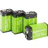 Amazon Basics, 4 batterie ricaricabili 9 V NiMH, 200 mAh, ricarica fino a 1000 volte, pre-caricate