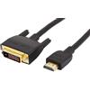 Amazon Basics Cavo adattatore da HDMI-A a DVI (maschio), bidirezionale, 1080P, placcato oro, 3 m, confezione da 1, nero